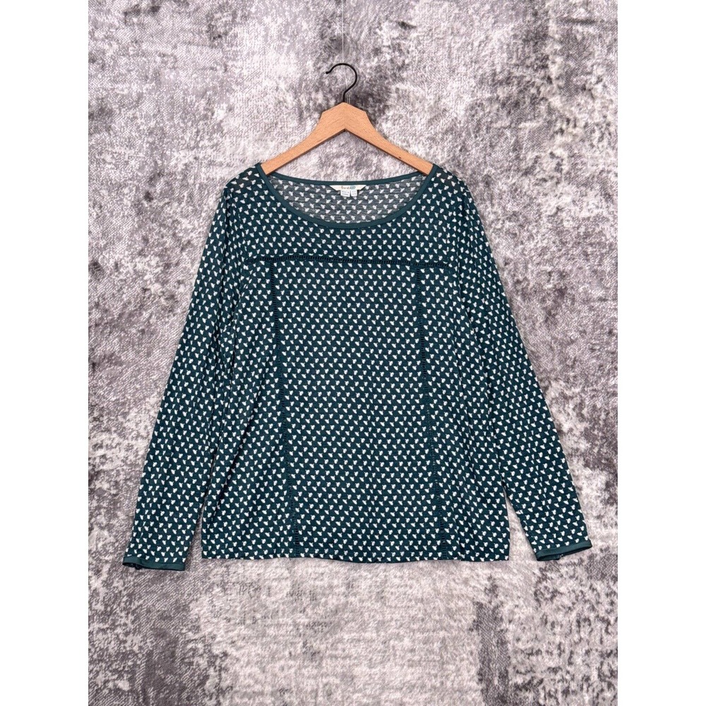 Boden Teal and White Geometric Blouse